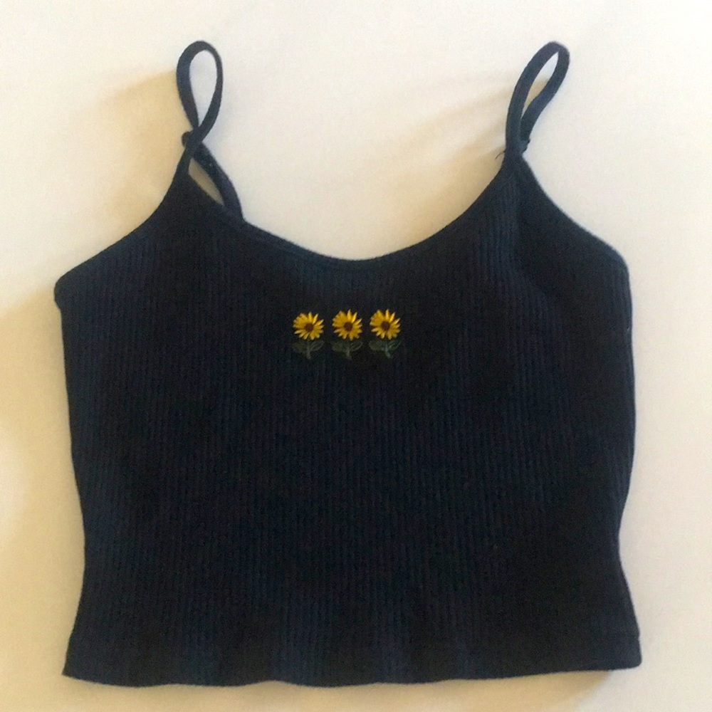 Black Flower Tank Top